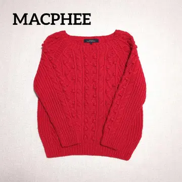 MACPHEE 투모로우랜드 케이블 니트 폼폼 스웨터 레드 울