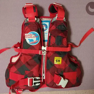 FishLand 구명 조끼 빨간색 블랙 체크 50Kg