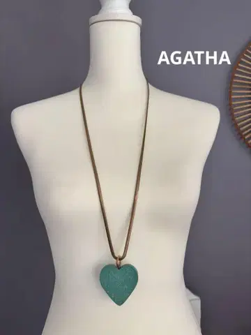 아가타 하트 목걸이 롱 목걸이 빅 사이즈 레트로