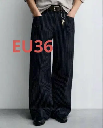 CHAMPION X ZARA 스트라이프 배기 핏 청바지 EU36