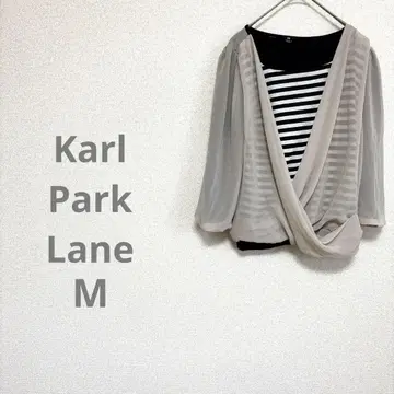 칼 파크 크레인 긴팔 상의 벌룬 슬리브 레이어드 스트라이프