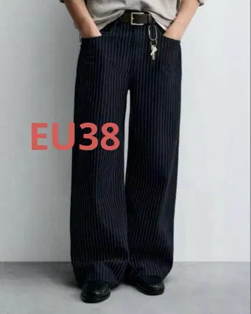 CHAMPION X ZARA 스트라이프 배기 핏 청바지 EU38
