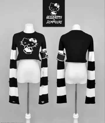 [ HELLO KITTY x DimMoire ] 줄무늬 데미지 니트