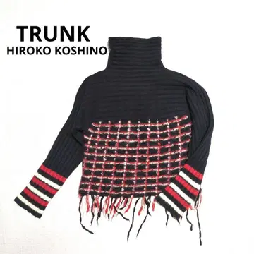 HIROKO KOSHINO TRUNK 프린지 니트 터틀넥 모