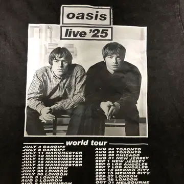 Oasis [ Live Forever ] 로고 빈티지풍 T셔츠