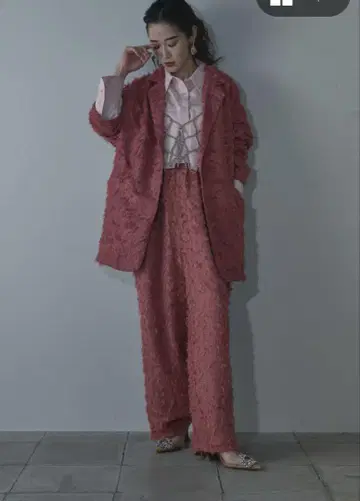 [ 새상품 ] ANDREA&Co. 프린지 자카드 자켓+팬츠 2set