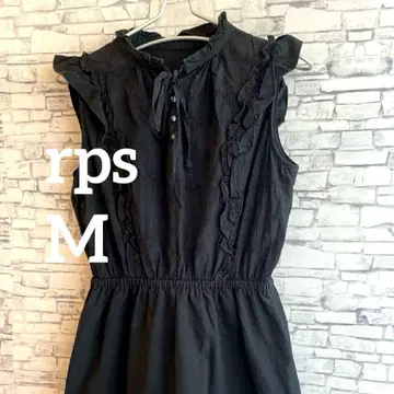 rps 블랙 슬리브리스 원피스 프릴 소매 M