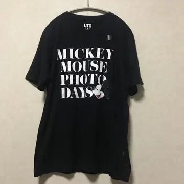 UNIQLO 미키마우스 사진 데이즈 T셔츠 M 블랙