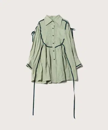 새상품 LA POMME petit 민트 그린 개더 리본 원피스