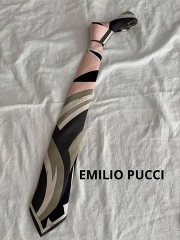Emilio Pucci 기하학 패턴 넥타이 핑크 실크 이탈리아제