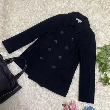 새상품급 드레스타리아 피코트 블랙 네이비 더블 버튼 울 일본제 36 S