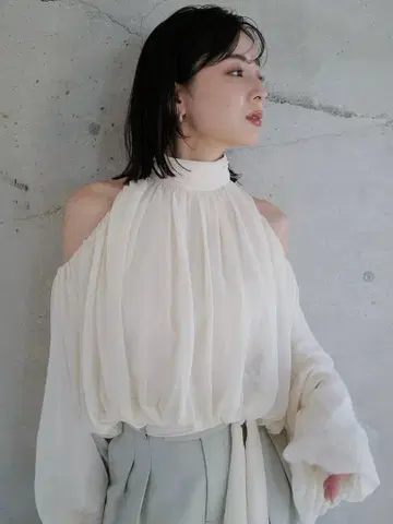 anuans 쉬폰 볼륨 블라우스 에크루/프리 사이즈