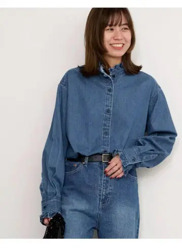 저널 스탠다드 레리움 데님 프릴 블라우스 데님 셔츠 2024