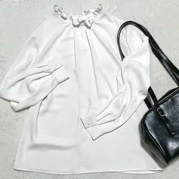 내추럴 뷰티 베이직 스탠드 카라 프릴 블라우스 드레이프감 S
