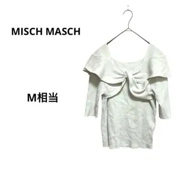 미슈마슈 오프숄더 리본 리브 페미닌 데이트 상의 M 화이트
