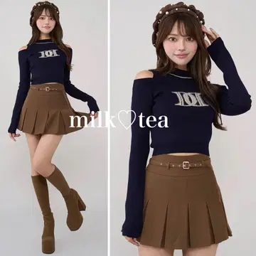 택 포함 새상품 다리치 네이비 레이어드 라이크 로고 니트탑 프리 F
