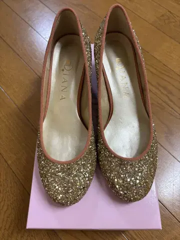 DIANA 다이애나 글리터 로우힐 펌프스 골드 21.5cm