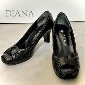 DIANA 펌프스 24cm 블랙 리본 스퀘어토 WELLFIT