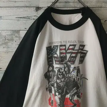 인기 KISS 양면 프린트 빅 프린트 래글런 7~9부 기장 롱티