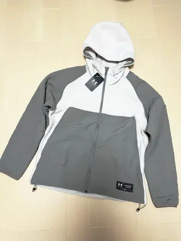 새상품 언더아머 후드 플리스 블루종 베이지 그레이지 M