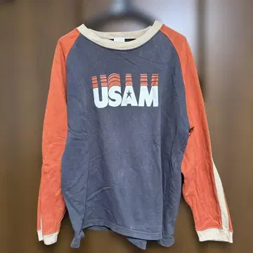 USAM 로고 래글런 슬리브 트레이닝복 맨투맨 오렌지 L 사이즈