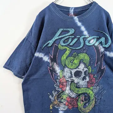 US 구제 의류 POISON 포이즌 밴드 티셔츠 반티 해골 스컬 2XL