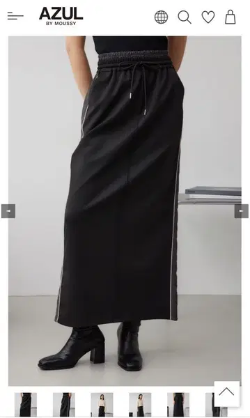사이드라인 더블 허리 내로우 스커트