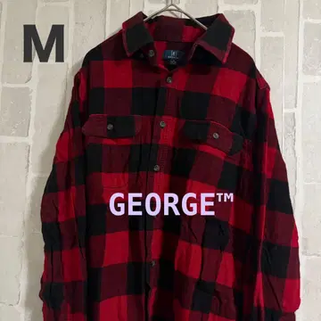 구제 의류 GEORGE 빨검 체크 플란넬 셔츠 M 사이즈
