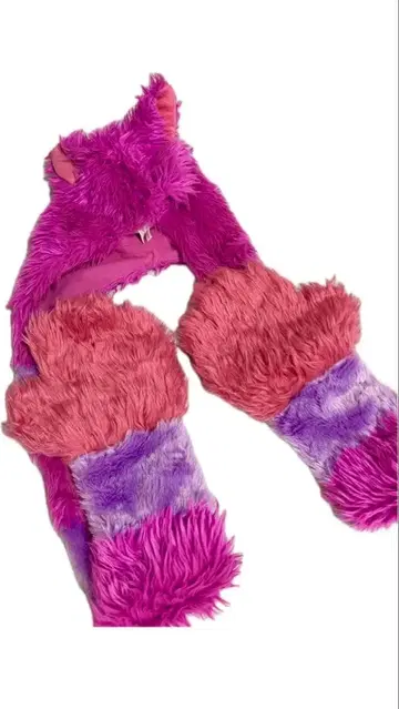 체셔 고양이 후드 부착 머플러