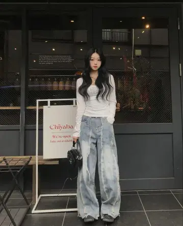 emmy 프린지 와이드 데님 블루