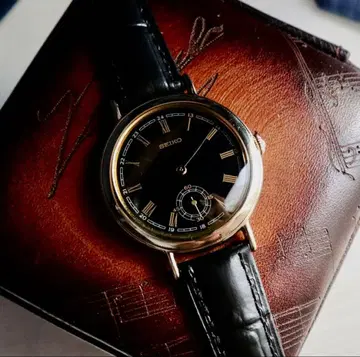 SEIKO 탱크 블랙 x 금 스몰 세컨드 작동품