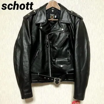 택 포함 schott 샷 613US 원스타 블랙 가죽 더블 라이더 42