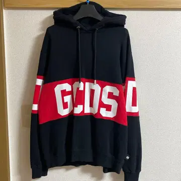 GCDS 로고 후드티 블랙/빨간색