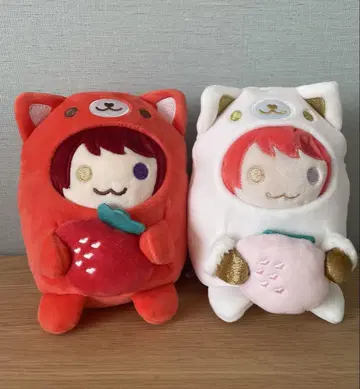 스토푸리 리이누군 애니멀 봉제 인형 쿠션 빨간색 화이트 2개 세트