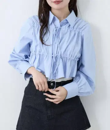 kastane 프론트 리본 셔츠 색스 블루