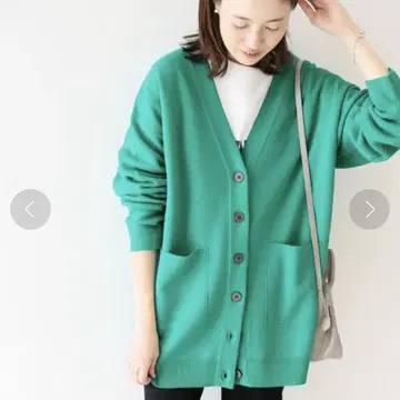 슬로브 이에나 워셔블 밀라노 리브 가디건 그린