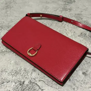 미사용급 랄프 로렌 숄더백 가죽 말발굽 빨간색 레드