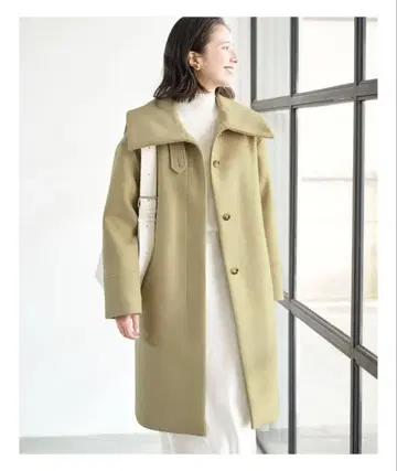 UNITED ARROWS 멜톤 빅 컬러 롱 코트