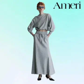 AMERI GLOSSY SWEAT SET UP DRESS 아메리 맨투맨