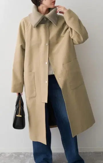 새상품급 Spick & Span 코튼 더블 크로스 리브 칼라 코트