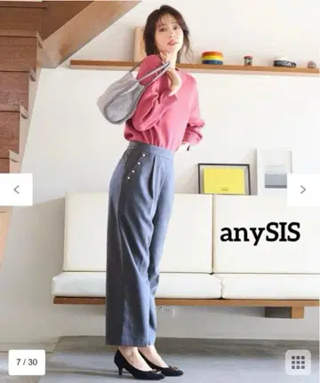 anySiS 에니스이시 온워드 채색겸미 니트 소매 버튼 긴팔 봄 니트