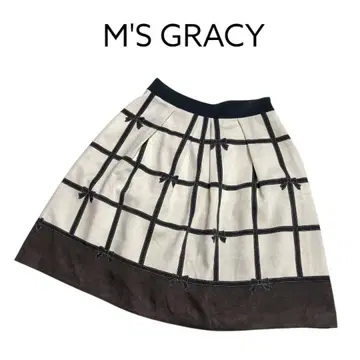 [일본제] M'S GRACY 여성용 플레어 스커트 무릎 기장 리본 38