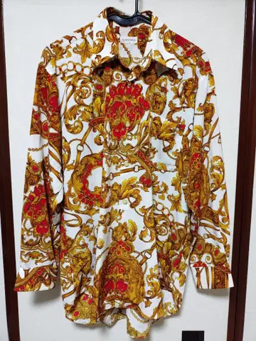 빈티지 바로크풍 체인 패턴 긴팔 셔츠 남성용 올 패턴