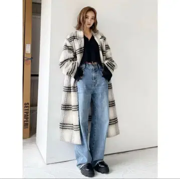 EMODA 체크 무늬 롱 코트