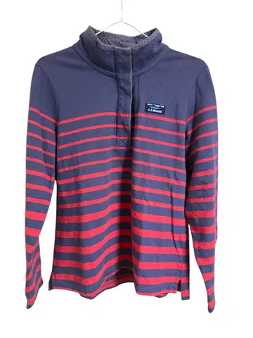L.L.Bean 네이비/레드 하이넥 셔츠 보더 럭비