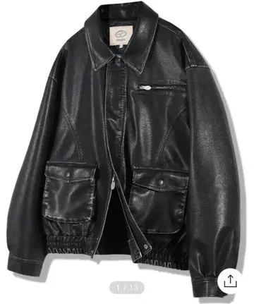 Vegan Leather Pocket Blouson - Black