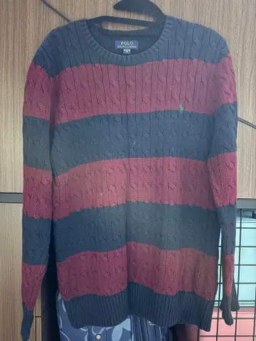 Polo 케이블 짜임 니트 빨간색 네이비 그레이
