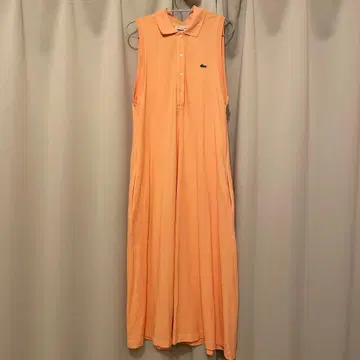 LACOSTE 슬리브리스 셔츠 롱 원피스 38 오렌지
