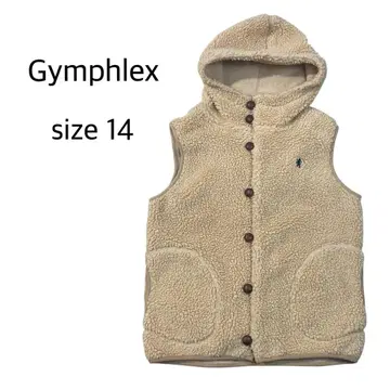 [ size 14 ] Gymphlex 후드 보아 베스트 호두 단추 베이지
