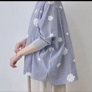 비어즐리 beardsley 자수 스트라이프 셔츠